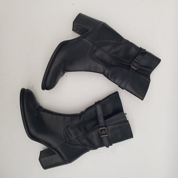 Black Leather Boots Heels Made in Italy Womens size 38 or US 7.5 - Picture 10 of 14